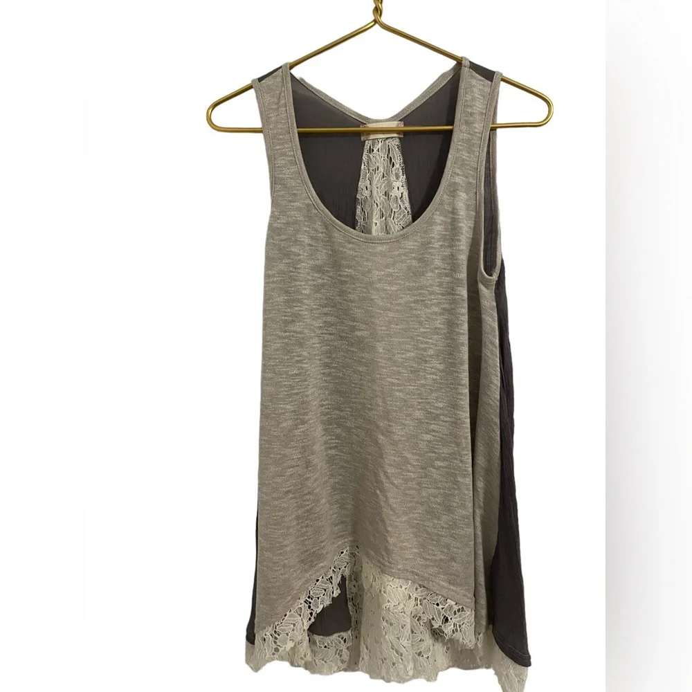 Altar’d state tank size small taupe and beige neutrals with lace side size small - Picture 1 of 5